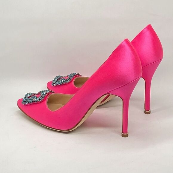 Manolo Blahnik Hangisi 105 Embellished Satin Pumps size 39 - Picture 11 of 15